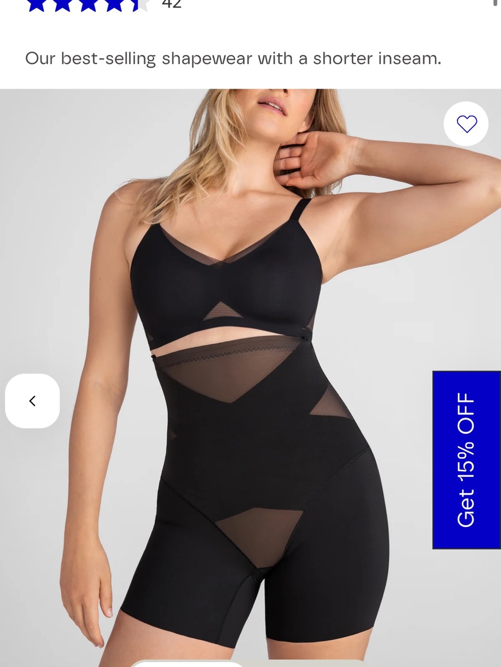Honeylove Black High-Waist Shaping Shorts with Mesh Panels
